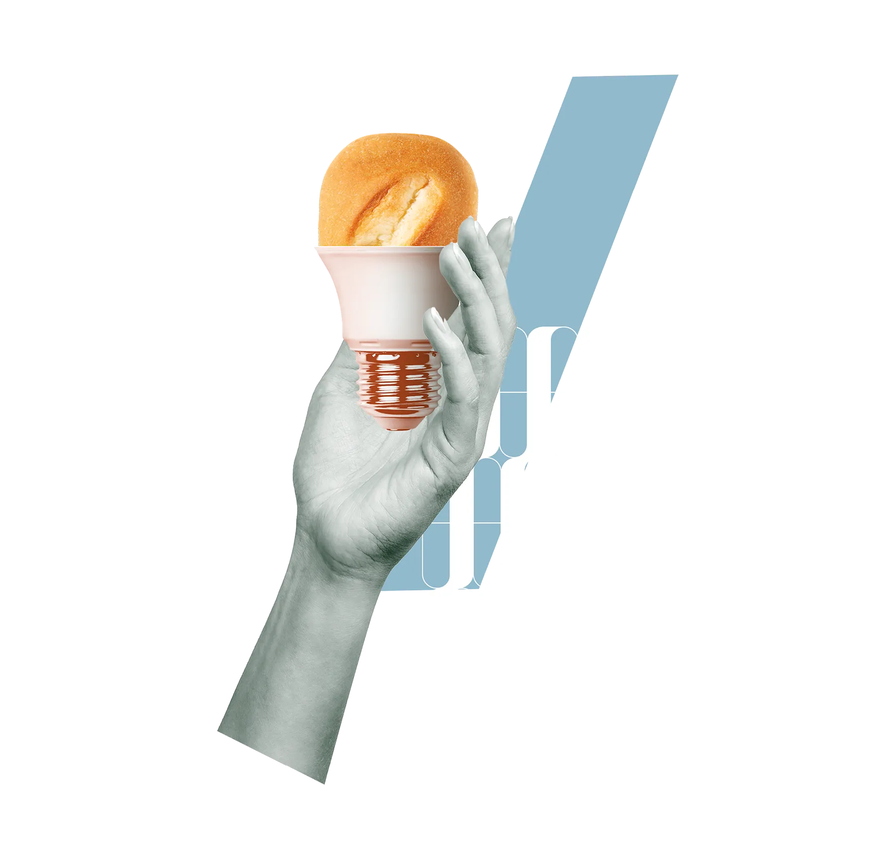 Una mano che tiene una lampadina con un gelato sopra, simbolo di creativit&agrave; e innovazione