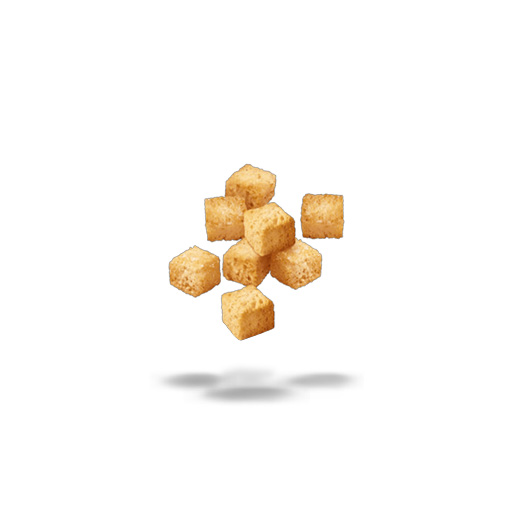 Cuboidi di zucchero di canna caramellato fluttuanti su sfondo bianco