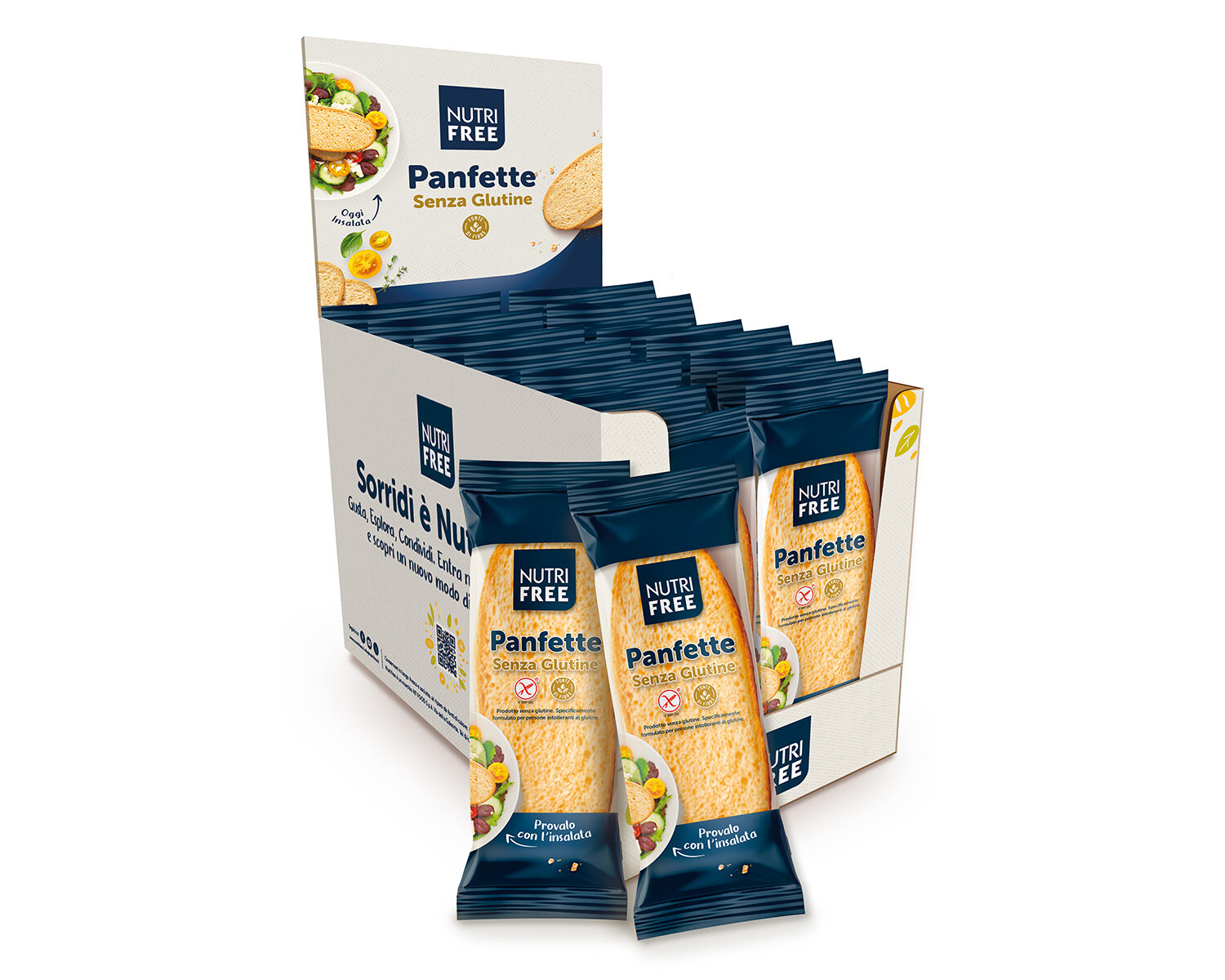 Scatola di Panfette senza glutine Nutri Free con confezioni singole per uno spuntino sano